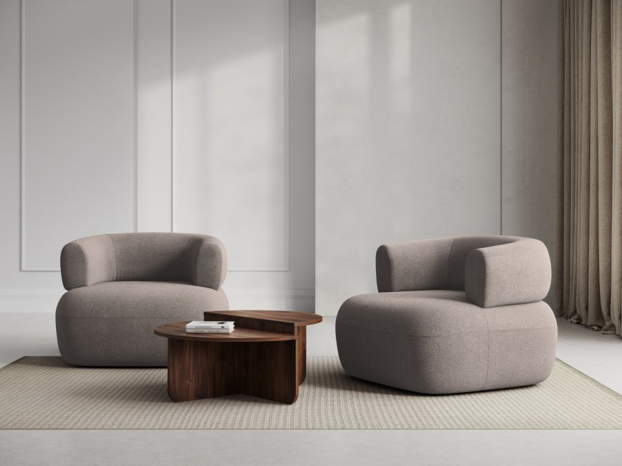 MICADONI Jenny lenestol, m armlener, 1 sete - brun boucl og sort plast