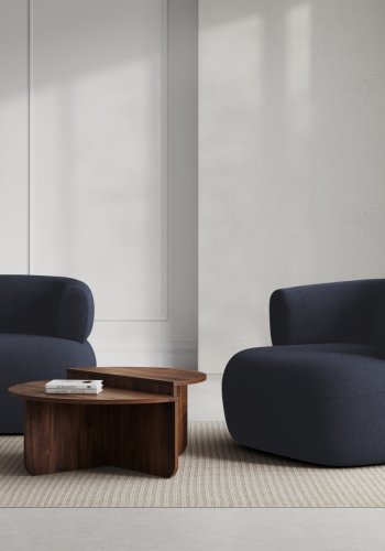 MICADONI Jenny lenestol, m armlener, 1 sete - bl boucl og sort plast