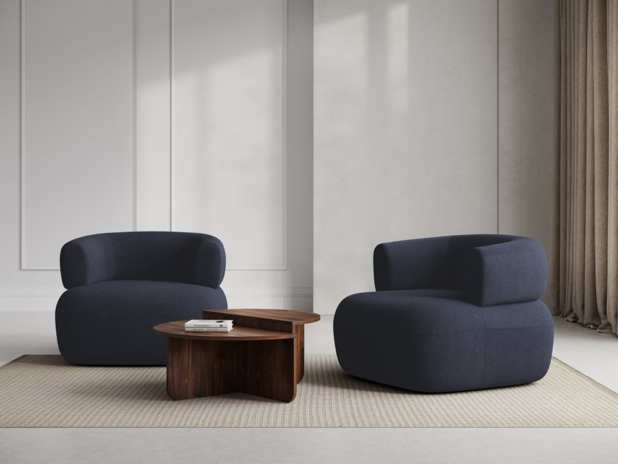 MICADONI Jenny lenestol, m armlener, 1 sete - bl boucl og sort plast