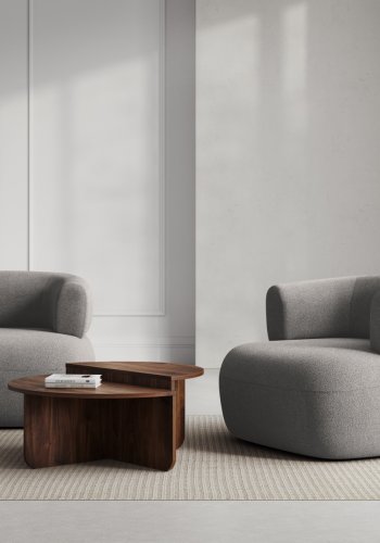 MICADONI Jenny lenestol, m armlener, 1 sete - gr boucl og sort plast