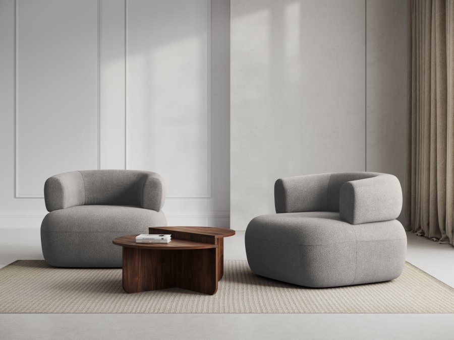 MICADONI Jenny lenestol, m armlener, 1 sete - gr boucl og sort plast