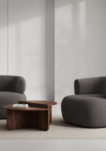 MICADONI Jenny lenestol, m armlener, 1 sete - gr boucl og sort plast