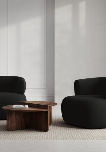 MICADONI Jenny lenestol, m armlener, 1 sete - svart boucl og sort plast