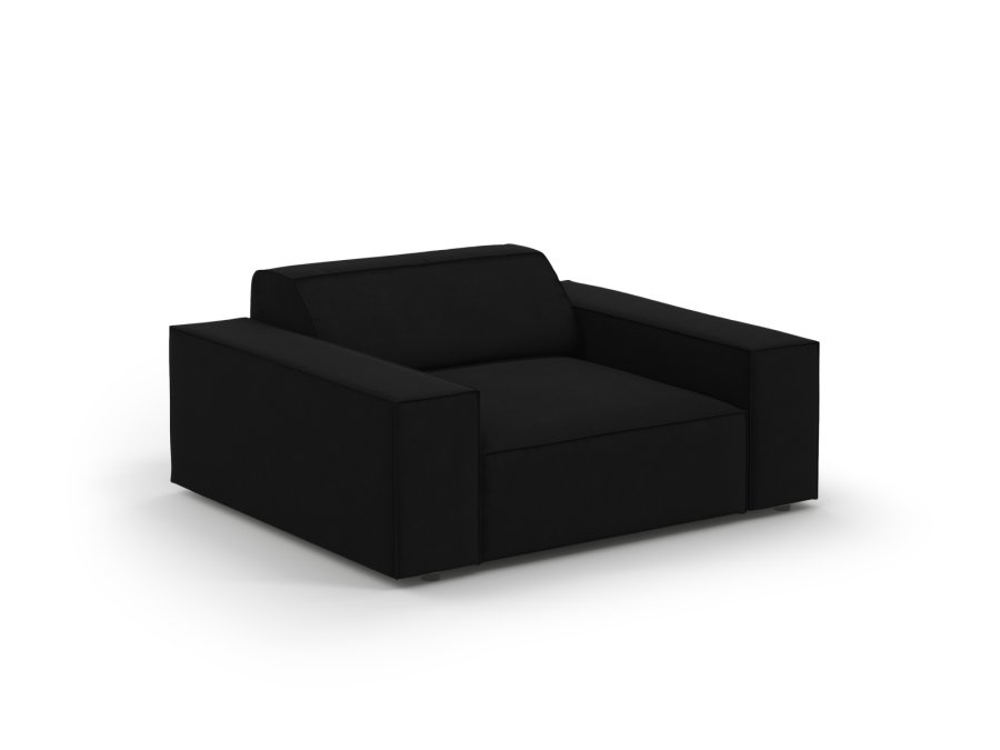 MICADONI Jodie lenestol, m armlener, 1 sete - svart flyel og sort plast