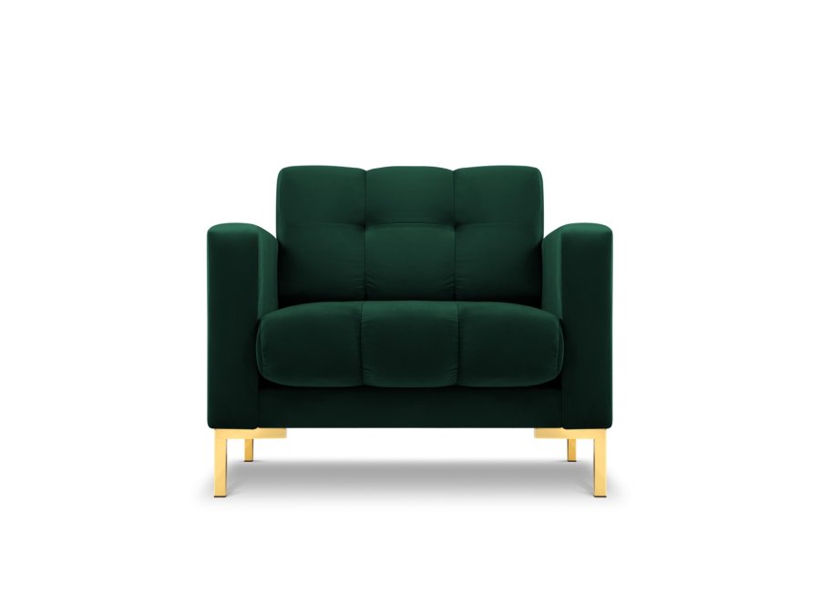 MICADONI Mamaia lenestol, m armlener, 1 sete - grnn flyel og gullmetall