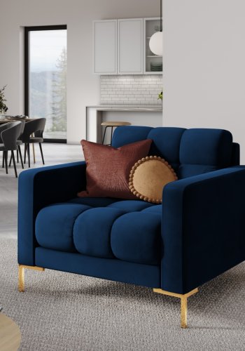 MICADONI Mamaia lenestol, m armlener, 1 sete - bl flyel og gullmetall