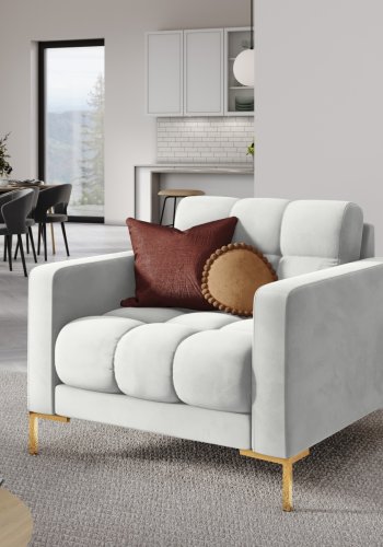 MICADONI Mamaia ftlj, med armstd, 1 sits - silver sammet och guldmetall