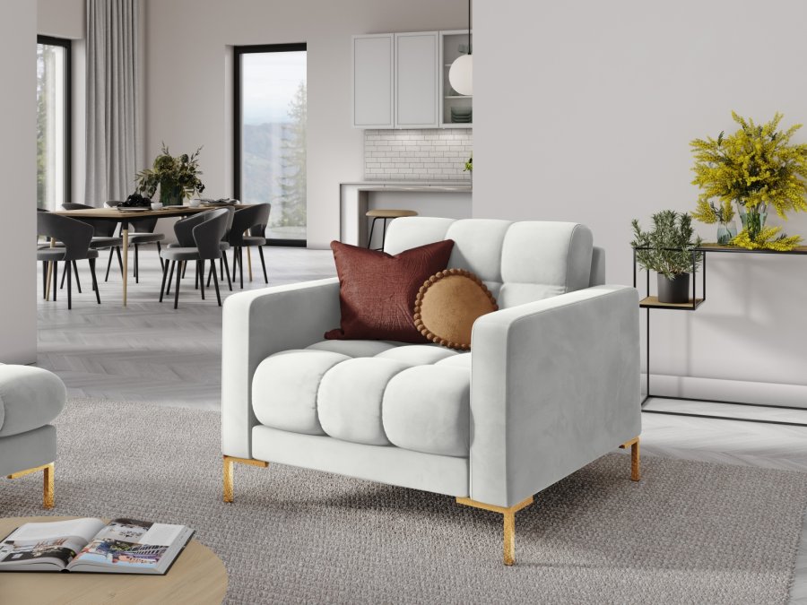 MICADONI Mamaia ftlj, med armstd, 1 sits - silver sammet och guldmetall