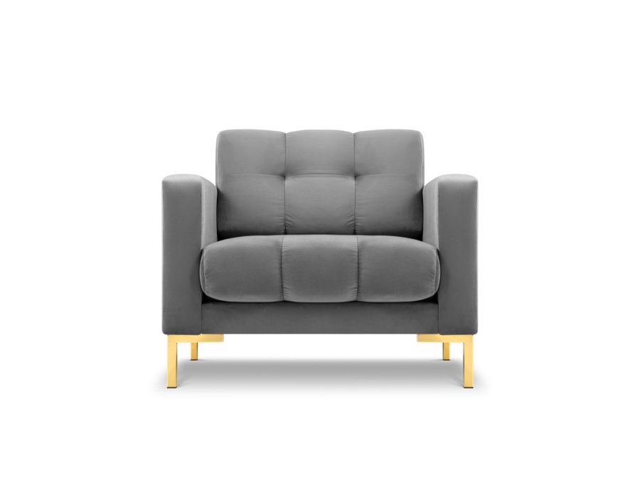 MICADONI Mamaia lenestol, m armlener, 1 sete - gr flyel og gullmetall