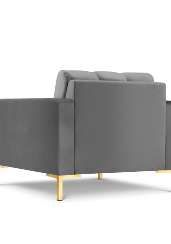 MICADONI Mamaia lenestol, m armlener, 1 sete - gr flyel og gullmetall