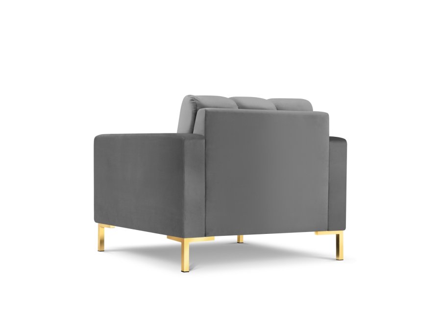 MICADONI Mamaia lenestol, m armlener, 1 sete - gr flyel og gullmetall