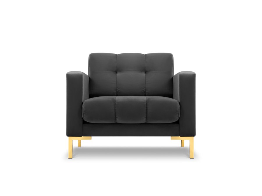 MICADONI Mamaia lenestol, m armlener, 1 sete - antrasittgr flyel og gullmetall