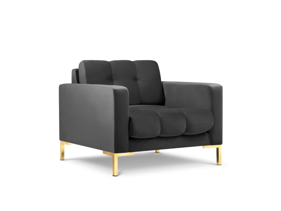 MICADONI Mamaia lenestol, m armlener, 1 sete - antrasittgr flyel og gullmetall