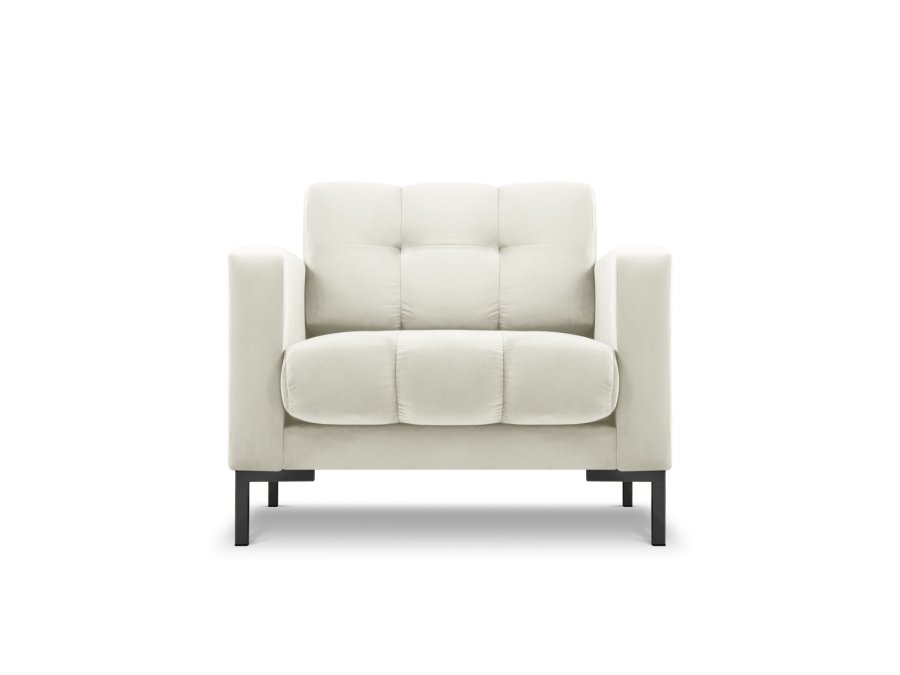 MICADONI Mamaia lenestol, m armlener, 1 sete - beige flyel og sort metall