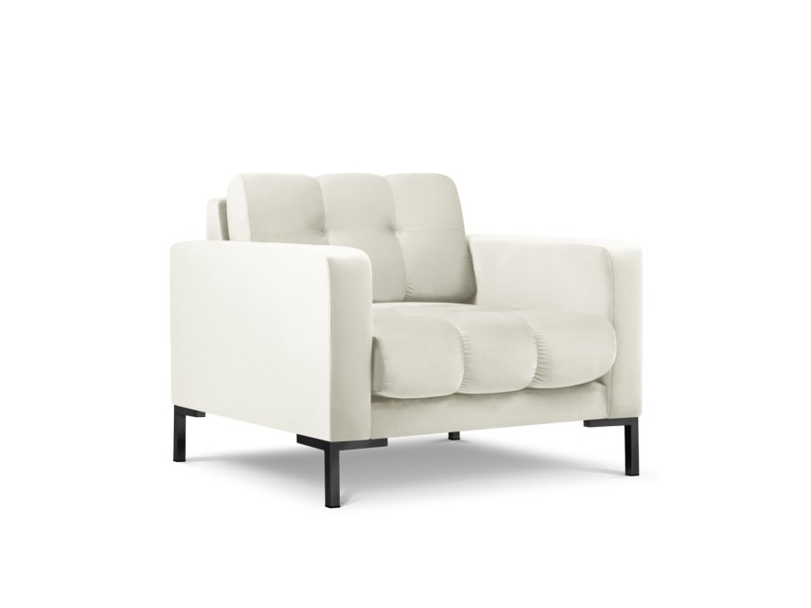 MICADONI Mamaia lenestol, m armlener, 1 sete - beige flyel og sort metall