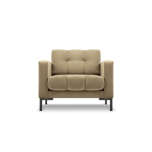 MICADONI Mamaia ftlj, med armstd, 1 sits - beige sammet och svart metall