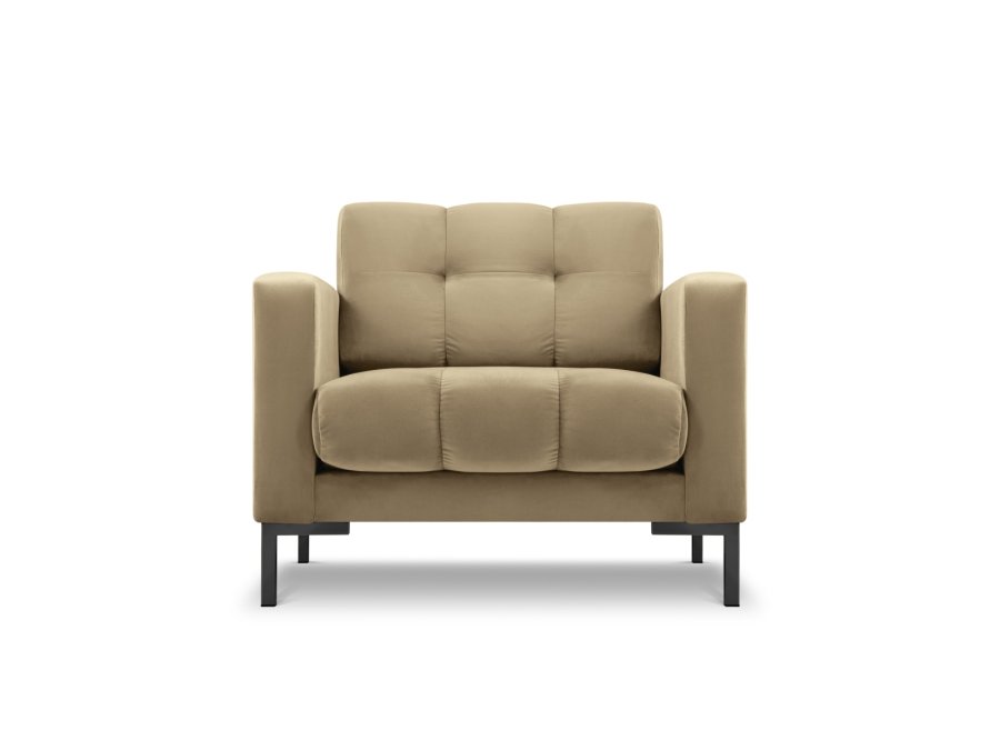 MICADONI Mamaia lenestol, m armlener, 1 sete - beige flyel og sort metall