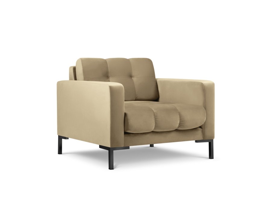 MICADONI Mamaia lenestol, m armlener, 1 sete - beige flyel og sort metall