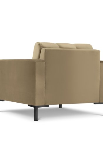 MICADONI Mamaia lenestol, m armlener, 1 sete - beige flyel og sort metall