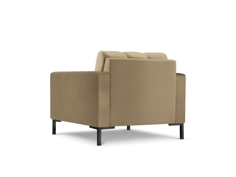 MICADONI Mamaia lenestol, m armlener, 1 sete - beige flyel og sort metall