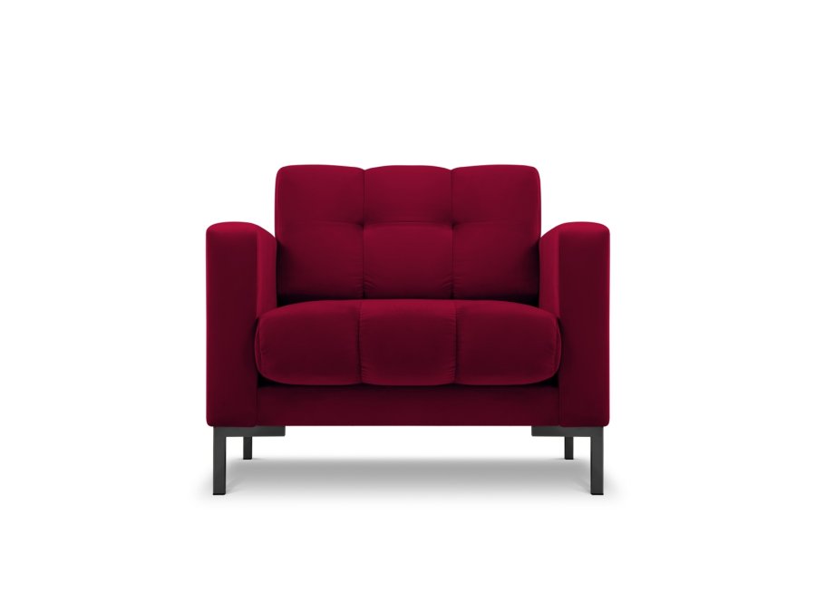 MICADONI Mamaia lenestol, m armlener, 1 sete - rd flyel og sort metall