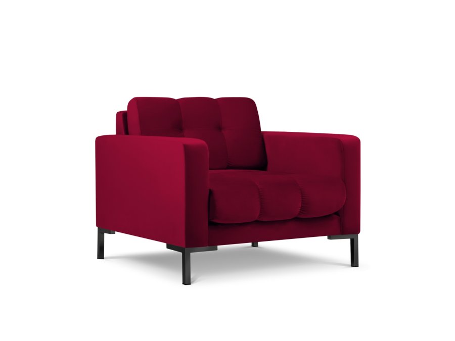 MICADONI Mamaia lenestol, m armlener, 1 sete - rd flyel og sort metall