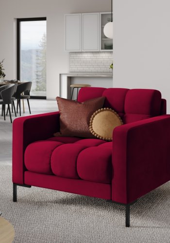 MICADONI Mamaia lenestol, m armlener, 1 sete - rd flyel og sort metall