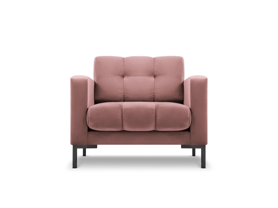 MICADONI Mamaia lenestol, m armlener, 1 sete - rosa flyel og sort metall