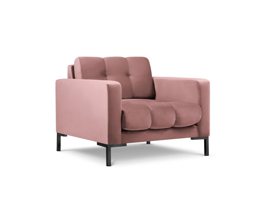 MICADONI Mamaia lenestol, m armlener, 1 sete - rosa flyel og sort metall