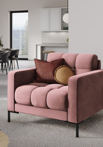 MICADONI Mamaia lenestol, m armlener, 1 sete - rosa flyel og sort metall