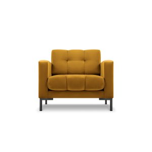 MICADONI Mamaia ftlj, med armstd, 1 sits - gul sammet och svart metall