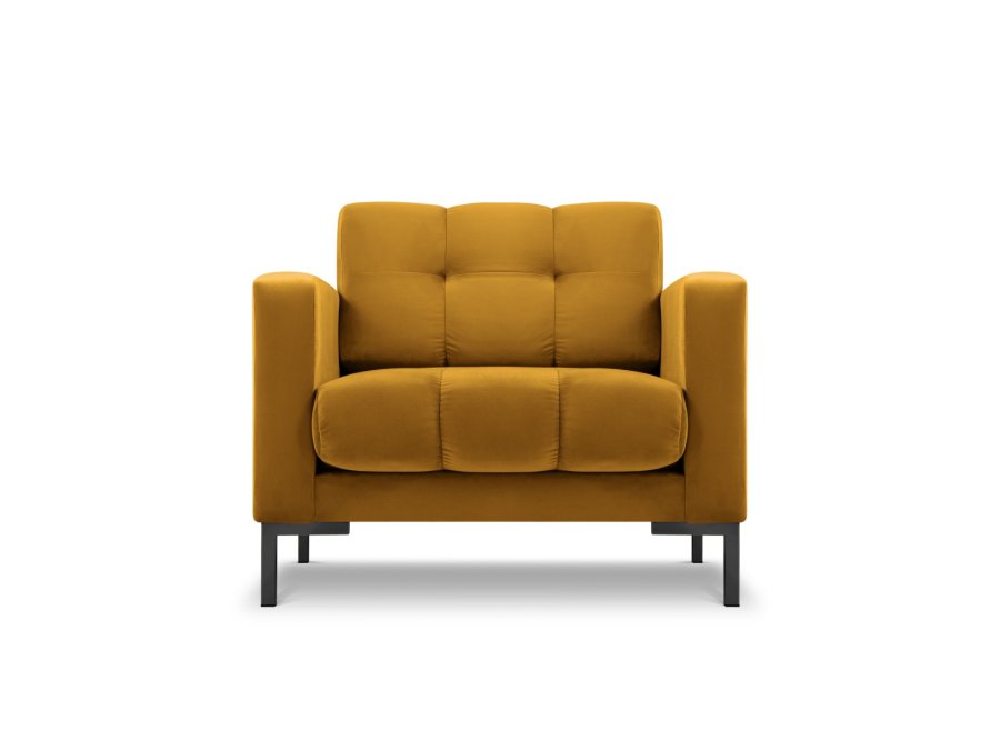 MICADONI Mamaia lenestol, m armlener, 1 sete - gul flyel og sort metall