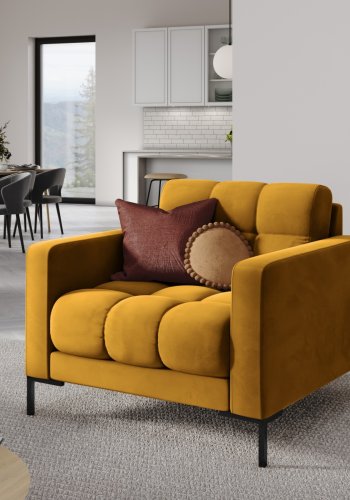 MICADONI Mamaia lenestol, m armlener, 1 sete - gul flyel og sort metall