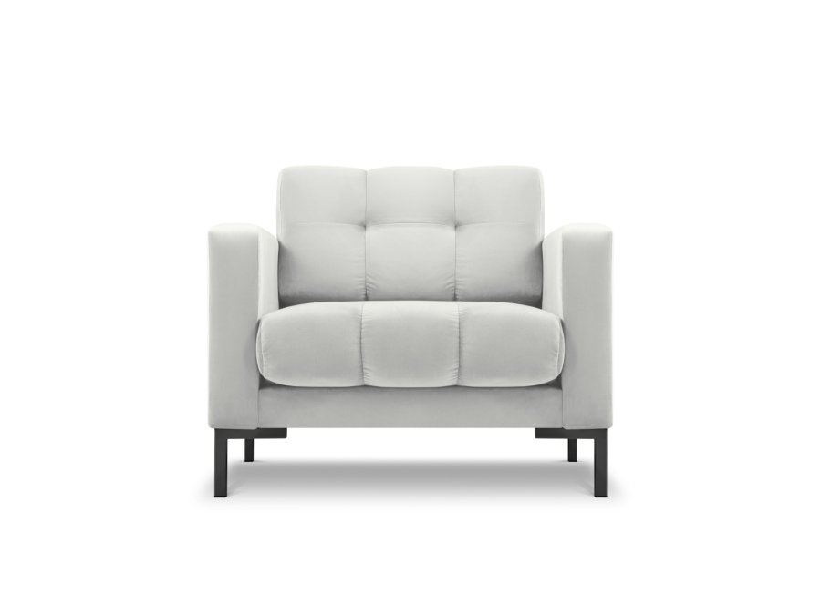 MICADONI Mamaia lenestol, m armlener, 1 sete - slv flyel og sort metall