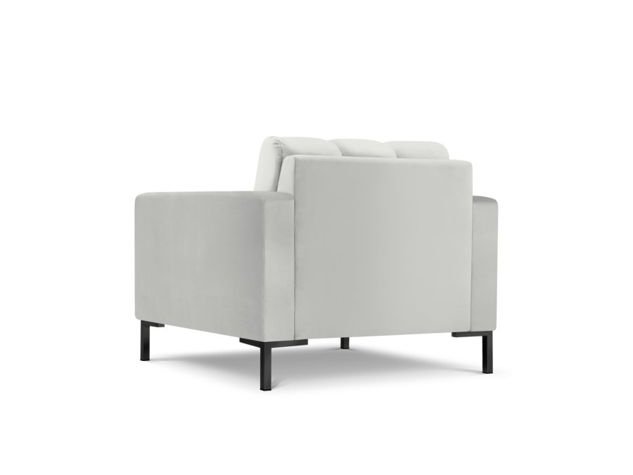 MICADONI Mamaia lenestol, m armlener, 1 sete - slv flyel og sort metall