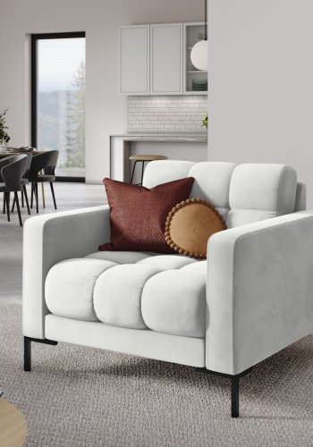 MICADONI Mamaia lenestol, m armlener, 1 sete - slv flyel og sort metall