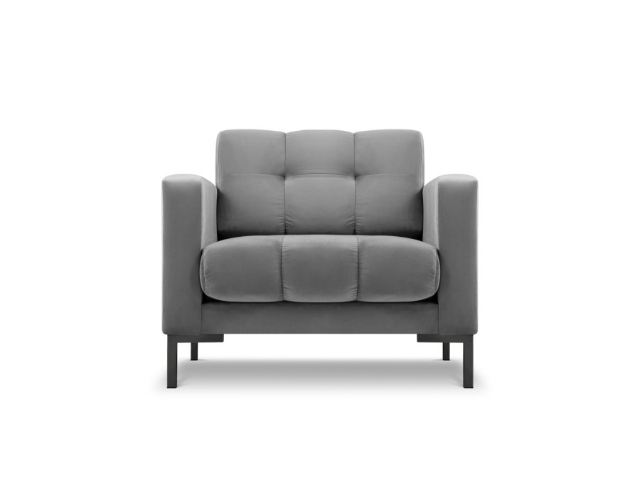 MICADONI Mamaia lenestol, m armlener, 1 sete - gr flyel og sort metall