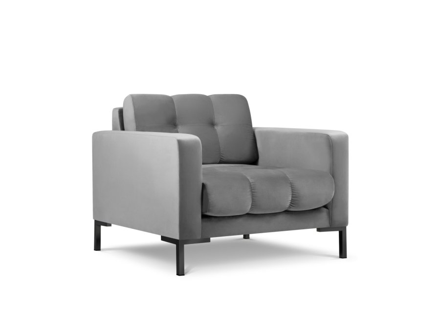 MICADONI Mamaia lenestol, m armlener, 1 sete - gr flyel og sort metall