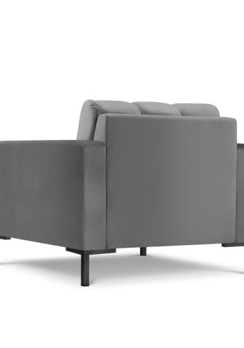 MICADONI Mamaia lenestol, m armlener, 1 sete - gr flyel og sort metall