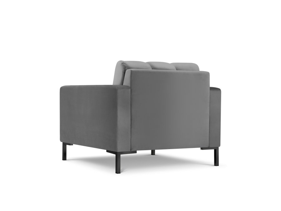 MICADONI Mamaia lenestol, m armlener, 1 sete - gr flyel og sort metall