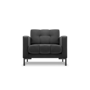 MICADONI Mamaia ftlj, med armstd, 1 sits - antracitgr sammet och svart metall