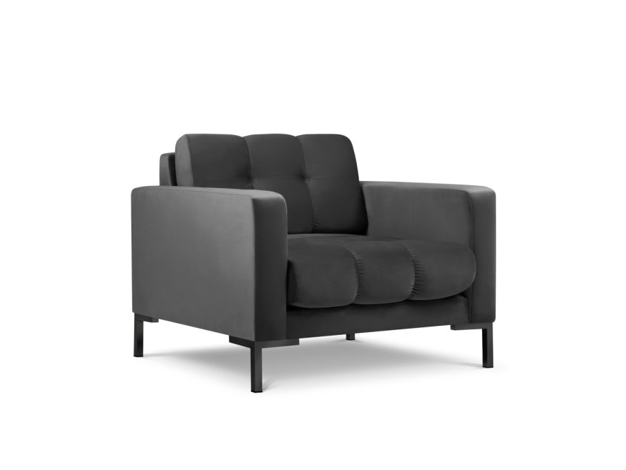 MICADONI Mamaia lenestol, m armlener, 1 sete - antrasittgr flyel og sort metall