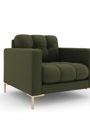 MICADONI Mamaia lenestol, m armlener, 1 sete - grnt stoff og gullmetall