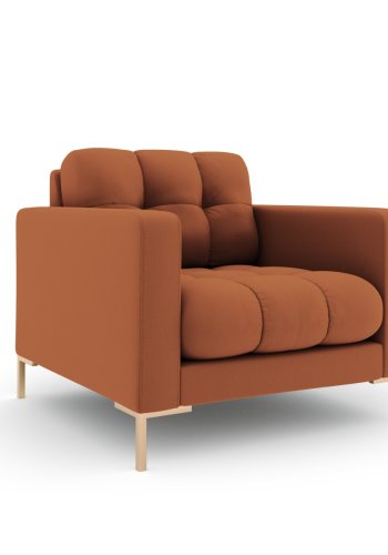 MICADONI Mamaia lenestol, m armlener, 1 sete - brunt stoff og gullmetall