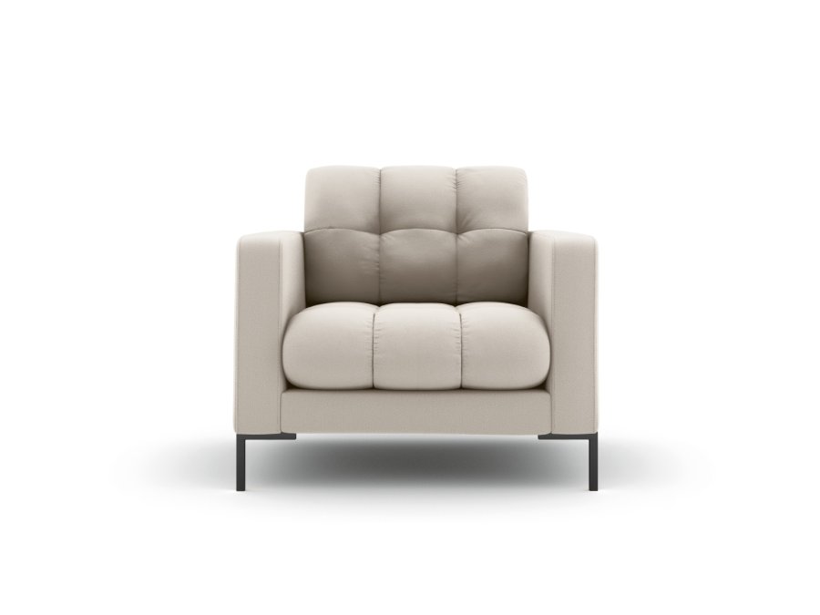 MICADONI Mamaia lenestol, m armlener, 1 sete - beige stoff og sort metall