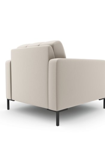 MICADONI Mamaia lenestol, m armlener, 1 sete - beige stoff og sort metall