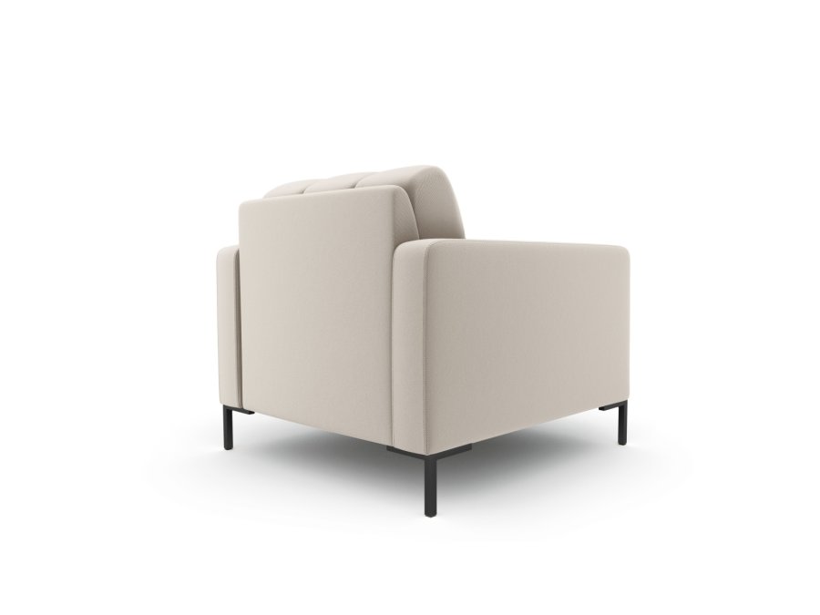 MICADONI Mamaia lenestol, m armlener, 1 sete - beige stoff og sort metall