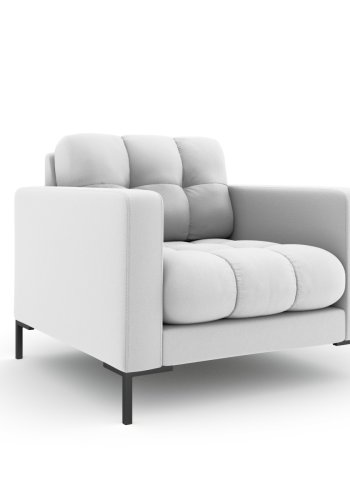 MICADONI Mamaia lenestol, m armlener, 1 sete - grtt stoff og sort metall