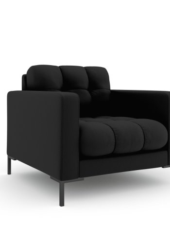 MICADONI Mamaia lenestol, m armlener, 1 sete - sort stoff og sort metall