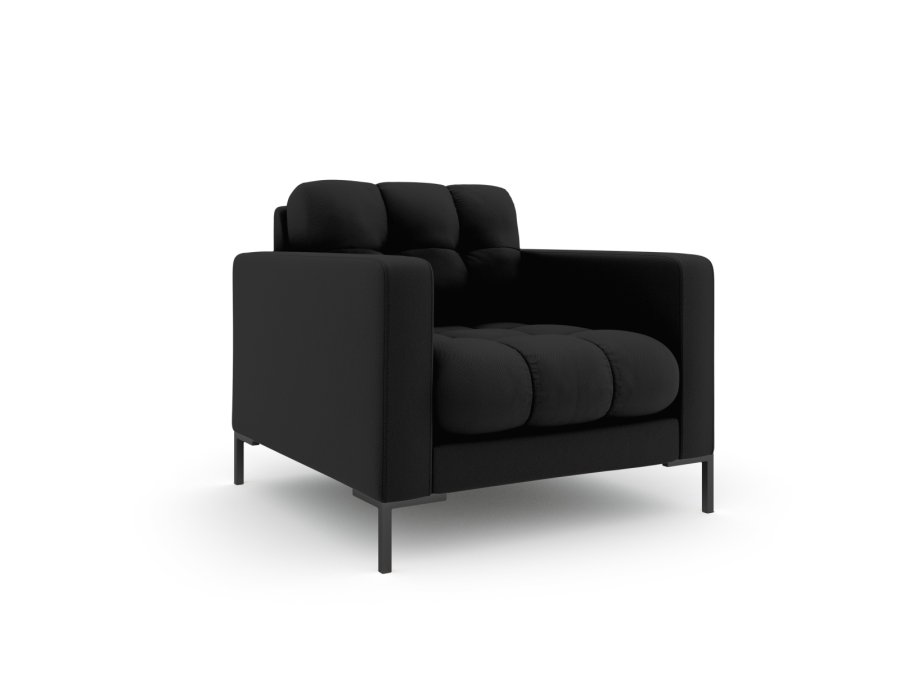 MICADONI Mamaia lenestol, m armlener, 1 sete - sort stoff og sort metall